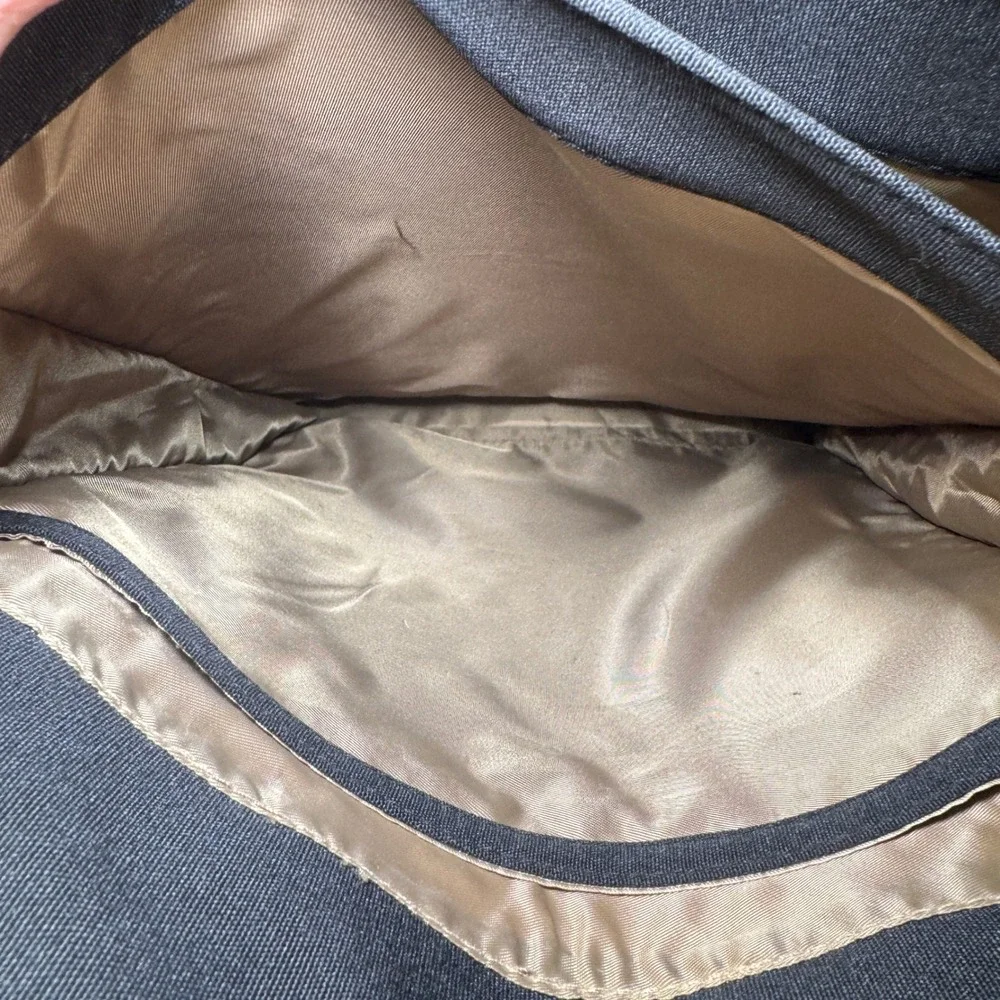 Acmebon Black Canvas Minimalist Backpack with Cream Straps and Tan Lining